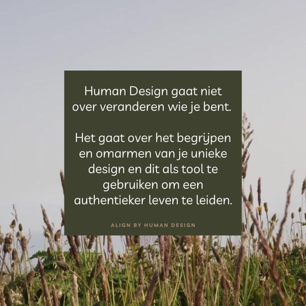 Human Design gaat niet over veranderen wie je bent.